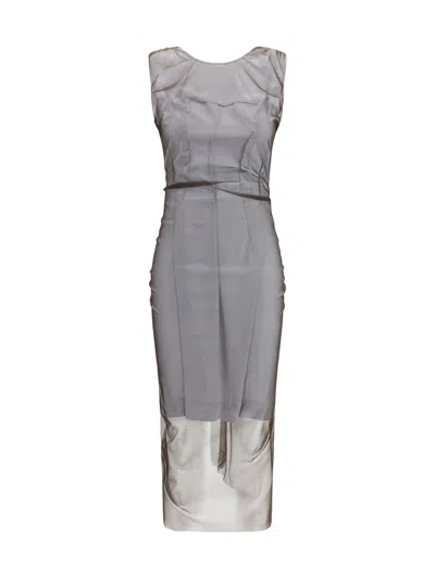 Maison Margiela Semi-sheer Panel Construction Dress In Gray