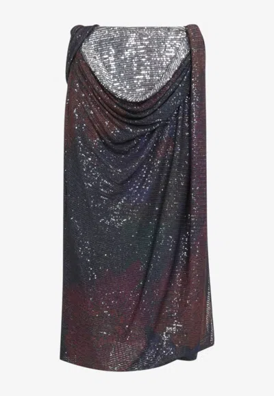 Maison Margiela Sequin Draped Midi Skirt In Multi