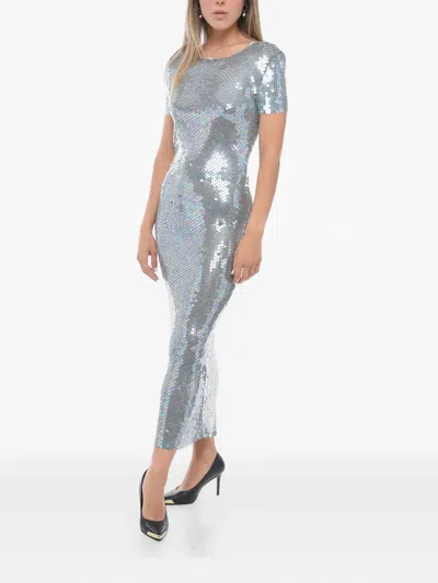 Maison Margiela Sequin Short-sleeve Dress In Blue