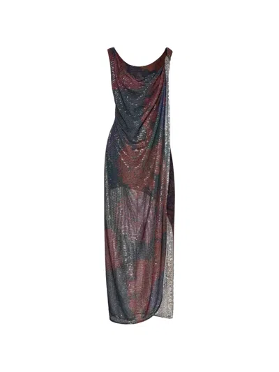 Maison Margiela Sequin-embellished Draped Maxi Dress In Blue