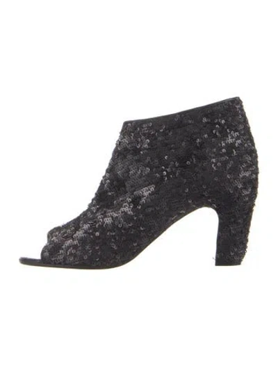 Pre-owned Maison Margiela Sequins Leather Trim Embellishment Pumps In Blue