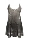 Maison Margiela Layered Metallic Playsuit With Sheer Spaghetti Straps
