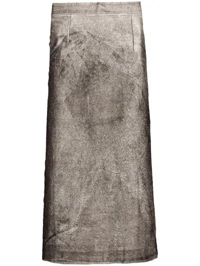 Maison Margiela Serigraphic-print Silk Skirt In Schwarz