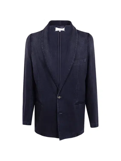 Maison Margiela Shawl-lapel Denim Blazer In Black