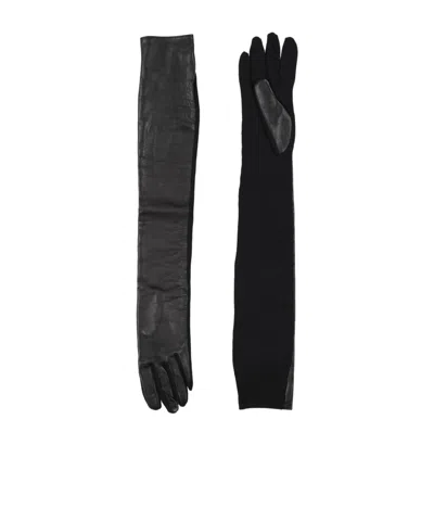 Maison Margiela Shearling Gloves In Black
