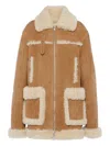Maison Margiela Shearling-trim Suede Jacket In Brown