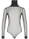 Maison Margiela Transparent Bodysuit With High Neck And Long Sleeves In Black
