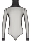 Maison Margiela Transparent Bodysuit With High Neck And Long Sleeves In Black