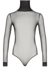 Maison Margiela Transparent Bodysuit With High Neck And Long Sleeves In Black
