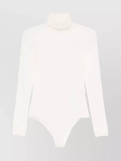 Maison Margiela Sheer Bodysuit With Long Sleeves And Turtleneck In White