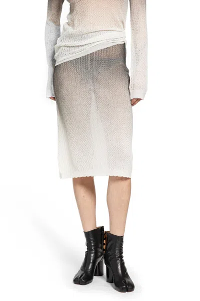 Maison Margiela Sheer Knit Midi Skirt In Gray