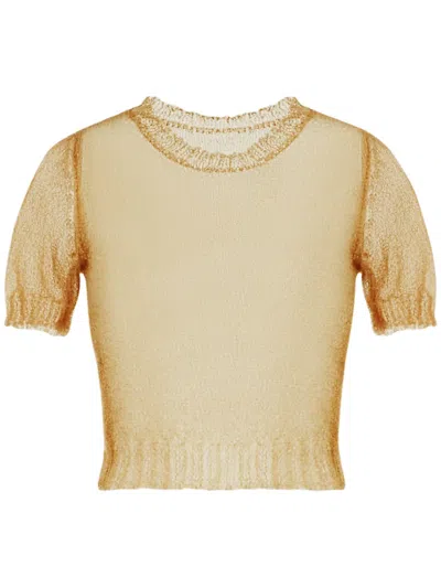 Maison Margiela Sheer Knitted Top In Neutrals