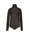Maison Margiela Sheer Viscose Jersey T-neck Bodysuit In Black