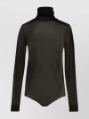 Maison Margiela Sheer Viscose Jersey T-neck Bodysuit In Brown