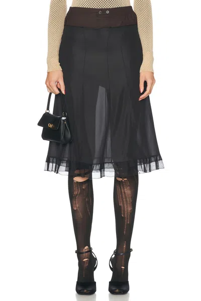 Maison Margiela Sheer Midi Skirt In Black & Brown