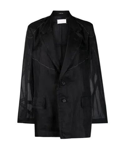 MAISON MARGIELA MAISON MARGIELA SHEER SLEEVE SINGLE BREASTED BLAZER