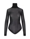 Maison Margiela Transparent High-neck Bodysuit In Black Viscose Jersey In Black