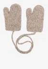Maison Margiela Shetland Chunky Knit Wool Mittens In Beige