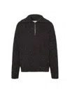Maison Margiela Shetland Wool Zip Sweatshirt Man Charcoal In Gray