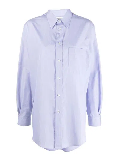 Maison Margiela Light Blue Cotton Shirt With Classic Collar For Women
