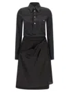 Maison Margiela Womens Melange Carbon Black Long-sleeve Contrast-skirt Virgin-wool Midi Dress In Black
