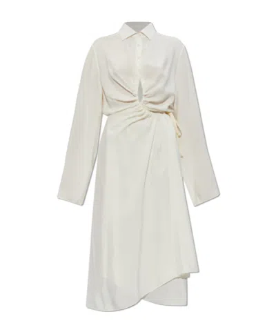 Maison Margiela Gathered-detail Dress In Gray