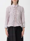Maison Margiela Womens Red Stripe Stripe-print Layered-tulle Cotton Shirt In Multi