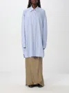 Maison Margiela Blue Striped Shirt In Cotton Poplin In Weiss