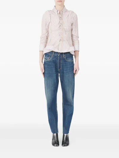 Maison Margiela Shirt Tulle Striped Poplin In Blue