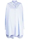 Maison Margiela Blue Striped Shirt In Cotton Poplin In White & Blue Stripes