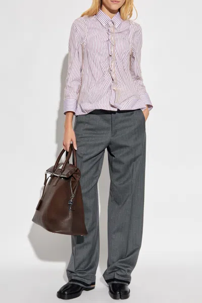 Maison Margiela Shirt With Striped Pattern In Gray