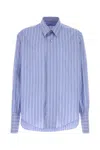 Maison Margiela Light Blue Striped Cotton Shirt In Blue