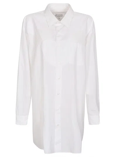 Maison Margiela Optic White Cotton Shirt With Classic Straight-point Collar