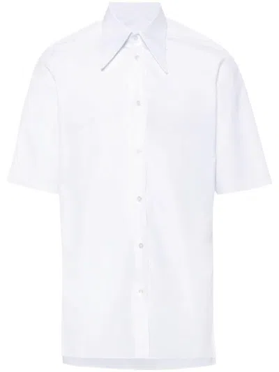 Maison Margiela Cotton Poplin Short Sleeved Shirt In White