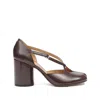 Maison Margiela Chocolate Leather Tabi Pumps With Crisscross Strap Detail In Brown
