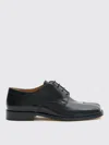 Maison Margiela Tabi Brushed Leather Lace-up Shoes In Black
