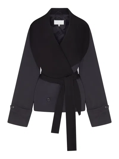 Maison Margiela Short Draped Trench Coat In Black
