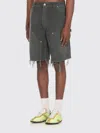 Maison Margiela Stud Denim Shorts Man Grey In Black