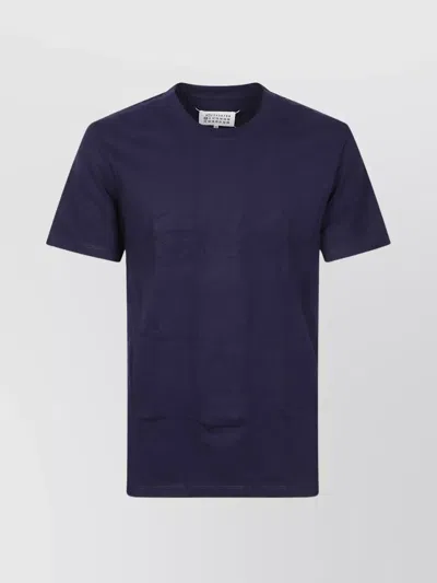 Maison Margiela Short Sleeve Crew Neck Cotton T-shirt In Blue