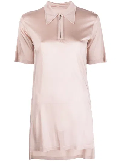Maison Margiela Short-sleeve Half-zip Top In Pink