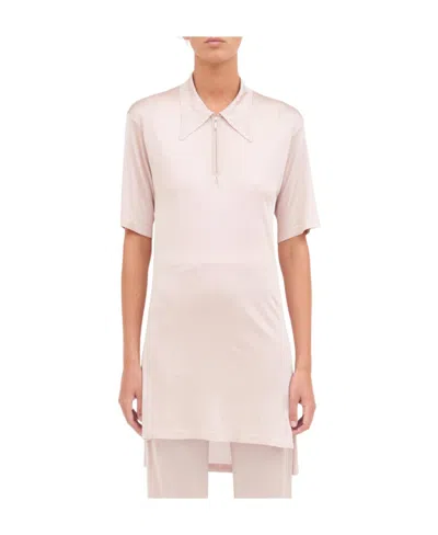Maison Margiela Short-sleeve Half-zip Top In Pink