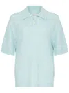 Maison Margiela Short-sleeve Hemp Polo Top In Blue