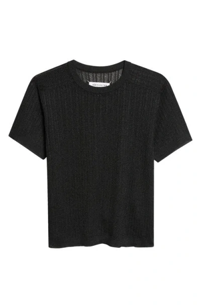 Maison Margiela Short Sleeve Open Stitch Rib Sweater In Black