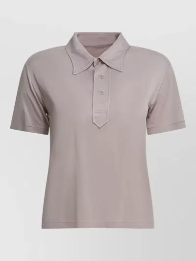 Maison Margiela Short Sleeve Polo Collar Knit Top In Gray