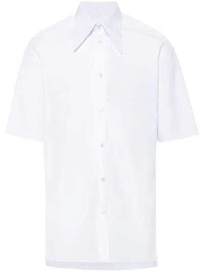 Maison Margiela Short Sleeve Shirt Men Withe In Cotton In White