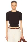 Maison Margiela Short Sleeve Wool Knit Crewneck Top In Dark Brown