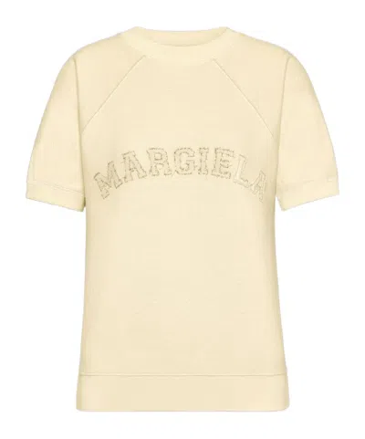 Maison Margiela Short Sleeve Sweatshirt In Cream