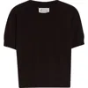 Maison Margiela Short Sleeve Wool Crewneck Sweater In Dark Brown