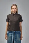 Maison Margiela Short Sleeved Buttoned Polo Shirt In Brown