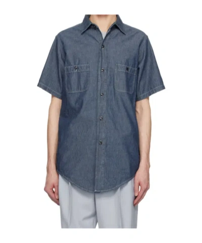 Maison Margiela Short-sleeved Denim Shirt In Blue